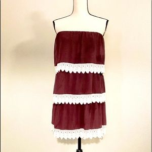 Collegiate Outfitters Ruffle White Crochet Lace Dress Off Shoulder Dress Medium